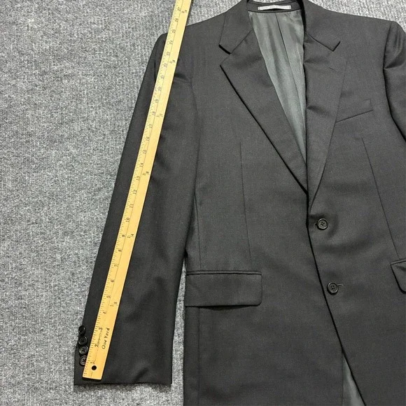 Hickey Freeman Loro Piana Super 130s Wool Suit 41 Reg Charcol Black Two Button